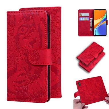 Peňaženkové kožené puzdro TIGER na Xiaomi Redmi 9C - červená