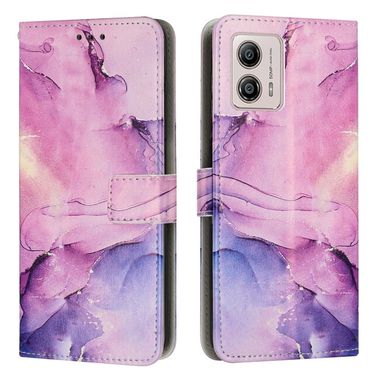 Peňaženkové kožené puzdro Painted Marble Pattern na Moto G73 5G - Fialová