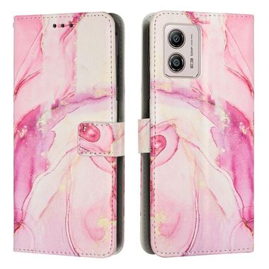 Peňaženkové kožené puzdro Painted Marble Pattern na Moto G73 5G - Ružovozlatá