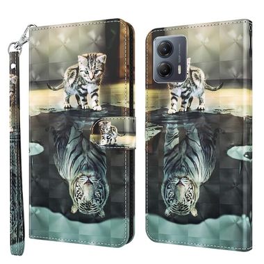 Peňaženkové kožené puzdro Painting Pattern na Motorola G14 - Cat Tiger