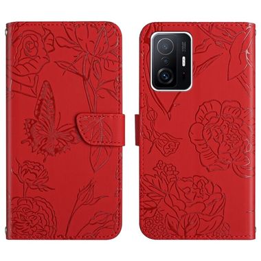 Peňaženkové kožené puzdro PEONY na Xiaomi Mi 11T / 11T Pro – Červená