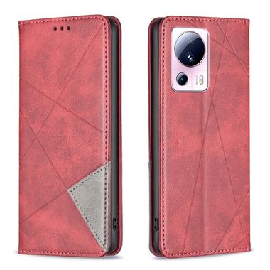 Peňaženkové kožené puzdro PRISMATIC na Xiaomi 13 Lite - Červená