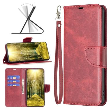 Peňaženkové kožené puzdro Pure Color na Motorola Moto G72 - Červená