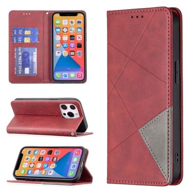 Peňaženkové kožené puzdro RHOMBUS na iPhone 13 Pro - Červená