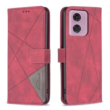 Peňaženkové kožené puzdro Rhombus na Motorola Moto G34 5G - Červená