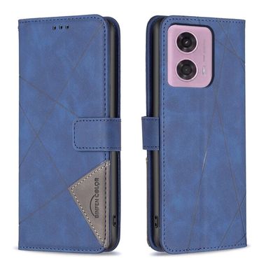 Peňaženkové kožené puzdro Rhombus na Motorola Moto G34 5G - Modrá