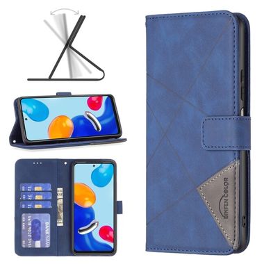 Peňaženkové kožené puzdro Rhombus na Xiaomi Redmi Note 12S - Modrá
