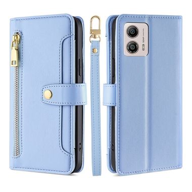 Peňaženkové kožené puzdro Sheep Cross-body na Motorola Moto G13 / G23 / G53 5G - Modrá