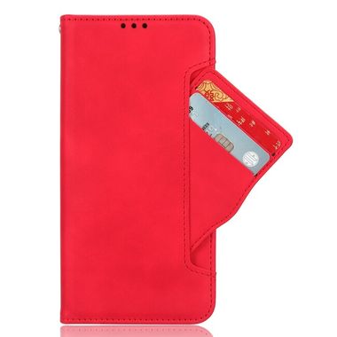 Peňaženkové kožené puzdro Skin Feel Calf Texture na Galaxy A55 5G - Červená
