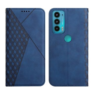 Peňaženkové kožené puzdro Skin Feel na Motorola Edge 20 - Modrá