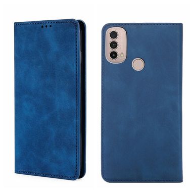 Peňaženkové kožené puzdro Skin Feel na Motorola Moto E20 / E30 / E40 - Modrá