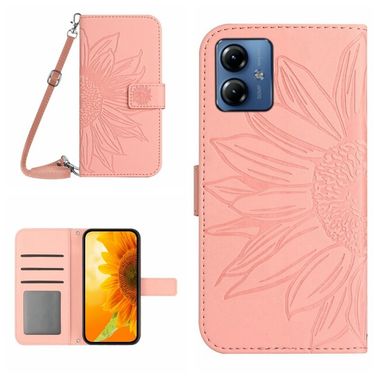 Peňaženkové kožené puzdro Skin Feel Sun Flower na Motorola G14 - Ružová
