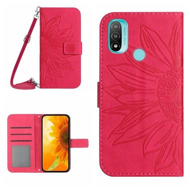 Peňaženkové kožené puzdro Skin Feel Sun Flower na Motorola Moto E20 / E30 / E40 - Rose Red