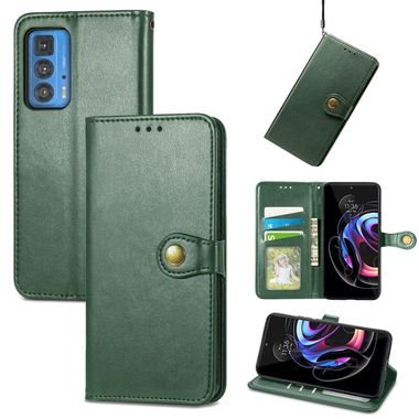Peňaženkové kožené puzdro Solid Color na Motorola Edge 20 Pro - Zelená
