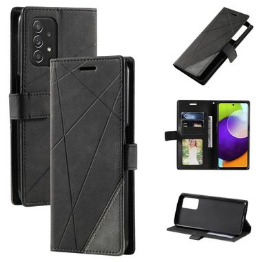 Peňaženkové kožené puzdro SPLICING na Samsung Galaxy A23 5G - Čierna