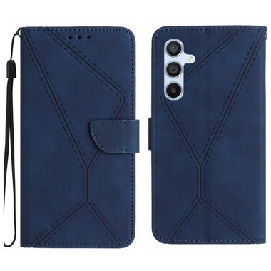 Peňaženkové kožené puzdro Stitching Embossed na Galaxy A15 4G/ 5G - Modrá