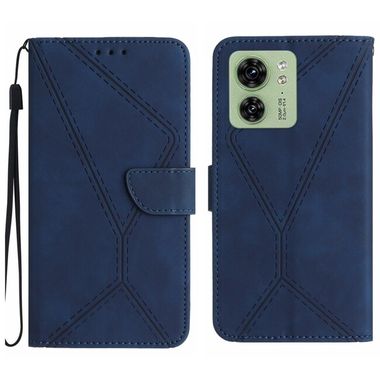 Peňaženkové kožené puzdro Stitching Embossed na Motorola Edge 40 - Modrá