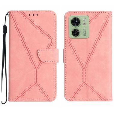 Peňaženkové kožené puzdro Stitching Embossed na Motorola Edge 40 - Ružová