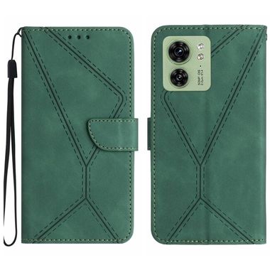 Peňaženkové kožené puzdro Stitching Embossed na Motorola Edge 40 - Zelená