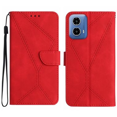 Peňaženkové kožené puzdro Stitching Embossed na Motorola Moto G04/ G24 - Červená