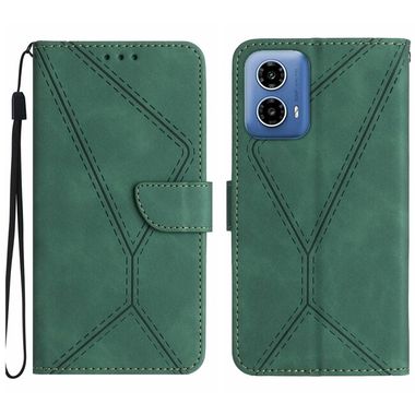 Peňaženkové kožené puzdro Stitching Embossed na Motorola Moto G04/ G24 - Zelená