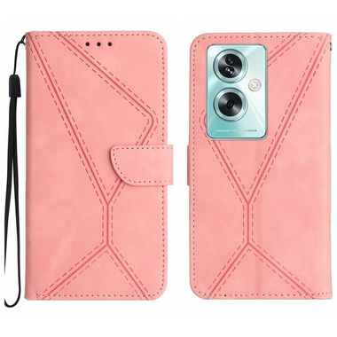 Peňaženkové kožené puzdro Stitching Embossed na OPPO Reno11 F 5G - Ružová