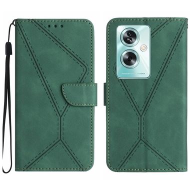 Peňaženkové kožené puzdro Stitching Embossed na OPPO Reno11 F 5G - Zelená