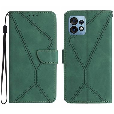 Peňaženkové kožené puzdro Stitching na Motorola Edge 40 Pro - Zelená