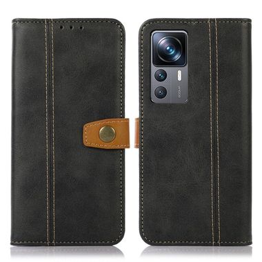 Peňaženkové kožené puzdro STITCHING na Xiaomi 12T / 12T Pro – Čierna