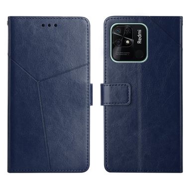 Peňaženkové kožené puzdro STITCHING na Xiaomi Redmi 10C – Modrá