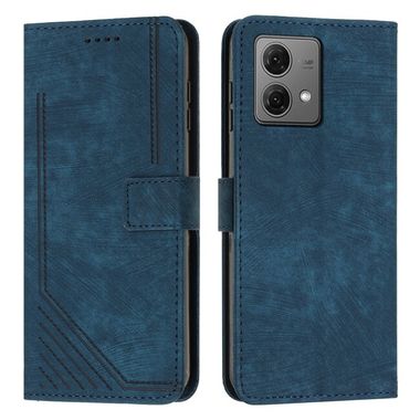 Peňaženkové kožené puzdro Stripe na Motorola Edge 40 Neo - Modrá