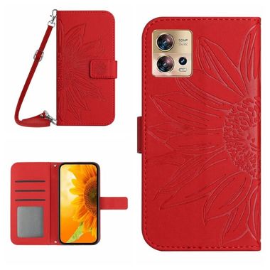 Peňaženkové kožené puzdro Sun Flower na Motorola Edge 30 Fusion - Červená