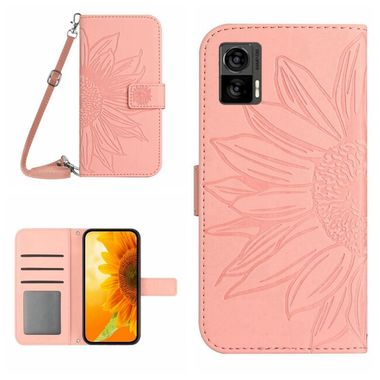 Peňaženkové kožené puzdro Sun Flower na Motorola Edge 30 Neo - Ružová