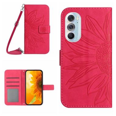 Peňaženkové kožené puzdro Sun Flower na Motorola Edge 30 Ultra - Ružovo červená