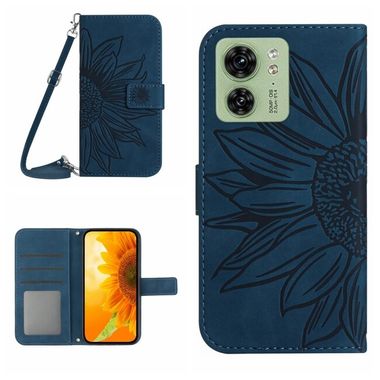 Peňaženkové kožené puzdro Sun Flower na Motorola Edge 40 - Atramentovo modrá