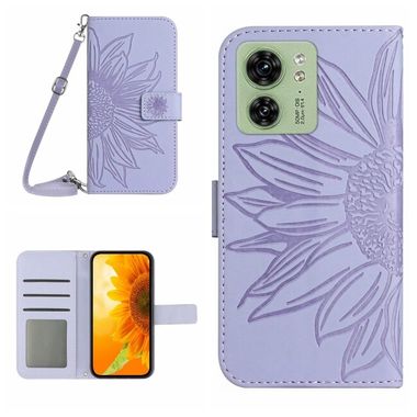 Peňaženkové kožené puzdro Sun Flower na Motorola Edge 40 - Fialová
