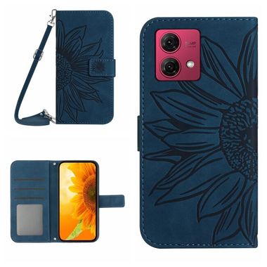 Peňaženkové kožené puzdro Sun Flower na Motorola Edge 40 Neo - Atramentovo modrá