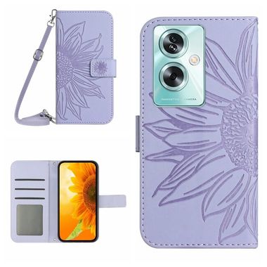 Peňaženkové kožené puzdro Sun flower na OPPO Reno11 F 5G - Fialová