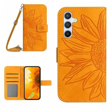 Peňaženkové kožené puzdro Sun flower na Samsung Galaxy S24 5G - Žltá