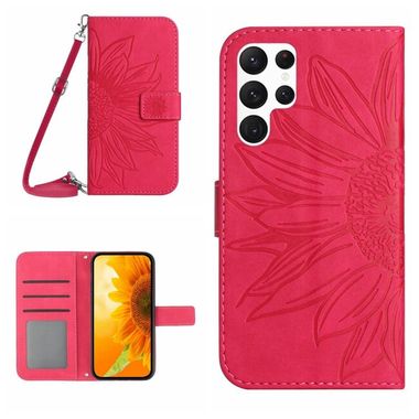 Peňaženkové kožené puzdro Sun Flower na Samsung Galaxy S24 Ultra 5G - Ružovo červená