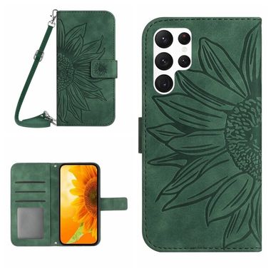 Peňaženkové kožené puzdro Sun Flower na Samsung Galaxy S24 Ultra 5G - Zelená