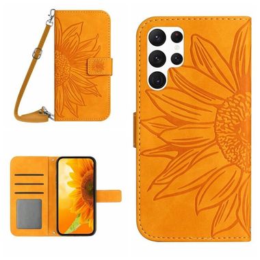 Peňaženkové kožené puzdro Sun Flower na Samsung Galaxy S24 Ultra 5G - Žltá