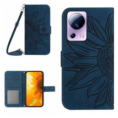 Peňaženkové kožené puzdro SUN FLOWER na Xiaomi 13 Lite - Atramentovo modrá