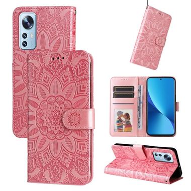 Peňaženkové kožené puzdro SUNFLOWER na Xiaomi 12 Lite – Ružová