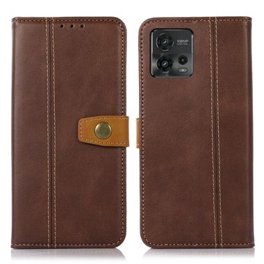 Peňaženkové kožené puzdro Thread na Motorola Moto G72 - Kavová