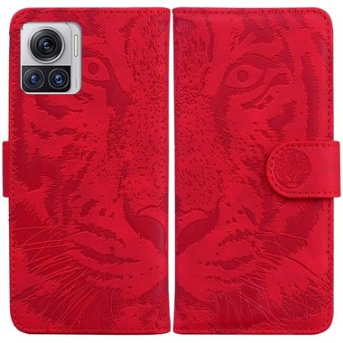 Peňaženkové kožené puzdro Tiger na Motorola Edge 30 Ultra - Červená