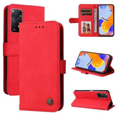 Peňaženkové kožené puzdro TREE na Xiaomi Redmi Note 11 Pro - Červená
