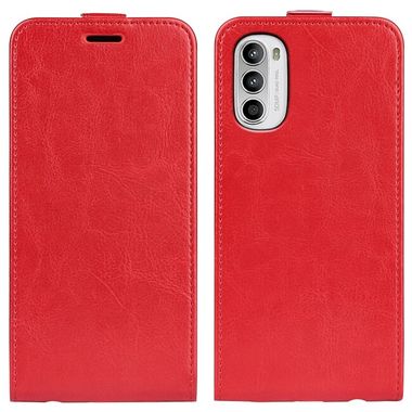 Peňaženkové kožené puzdro VERTICAL na Motorola Moto G52 - Červená