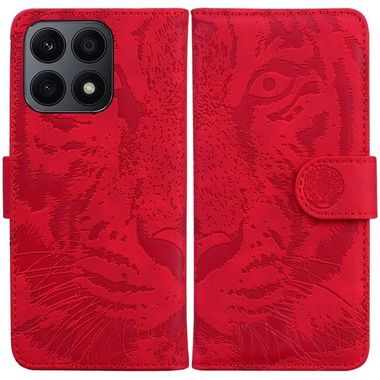 Peňaženkové kožené puzdro Vyrytý Tiger na Honor X8a - Červená