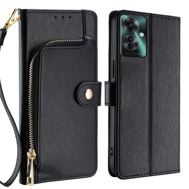 Peňaženkové kožené puzdro Zipper Bag na OPPO Reno11 F 5G - Čierna